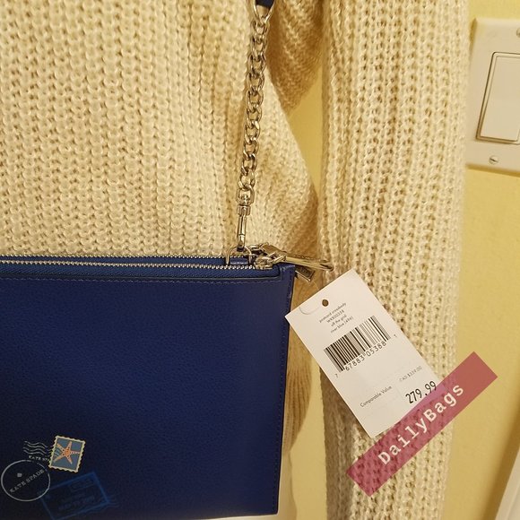 NWT KATE SPADE 100% AUTHENTIC POSTCARD CROSSBODY OFF THE GRID OCEAN BLUE NOVELTY - Picture 8 of 12